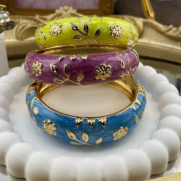 Anthropologie Jewelry - Hand Painted Purple  Enamel Bangle